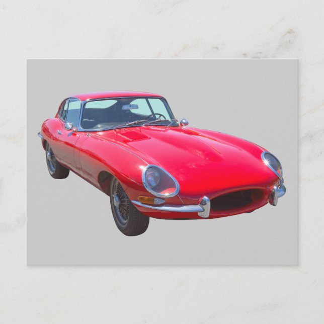 Red 1964 Jaguar XKE Antique Sports Car Postcard (Front)