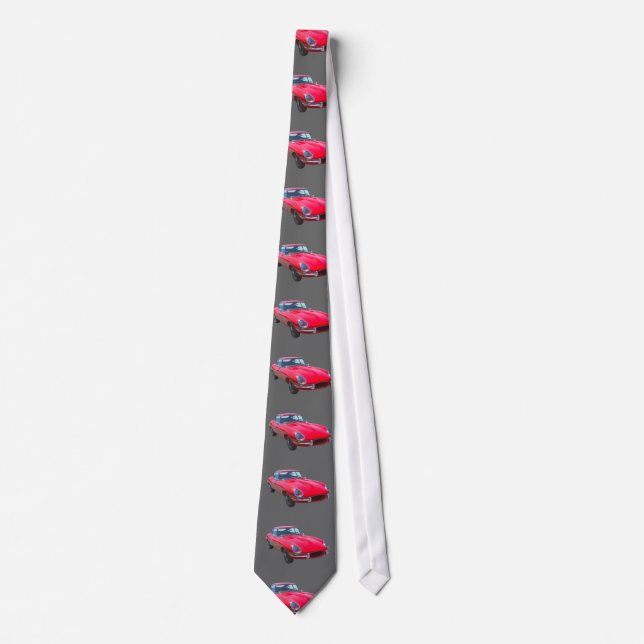 Red 1964 Jaguar XKE Antique Sports Car Tie (Front)