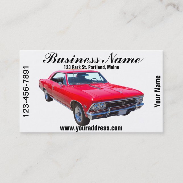 Red 1966 Chevy Chevelle SS 396 Business Card (Front)