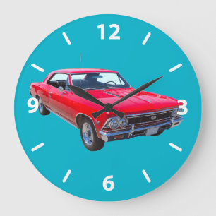 Red 1966 Chevy Chevelle SS 396 Large Clock