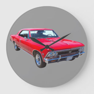 Red 1966 Chevy Chevelle SS 396 Large Clock