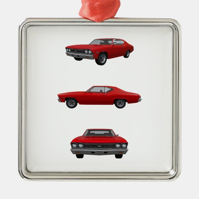 Red 1968 Chevelle SS: Metal Tree Decoration (Front)