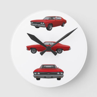 Red 1968 Chevelle SS: Round Clock