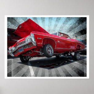 Red 1968 Chevrolet Impala Lowrider Poster