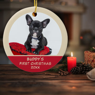 Red 1st Christmas Puppy Dog Pet Photo Ceramic Tree Decoration