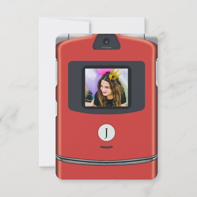 Red 2000s Flip Phone Birthday Invitation (Front)