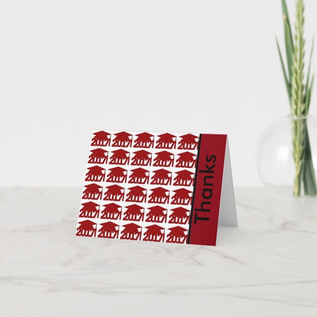 Red 2017 Graduation Custom Thank You Notes (Front)