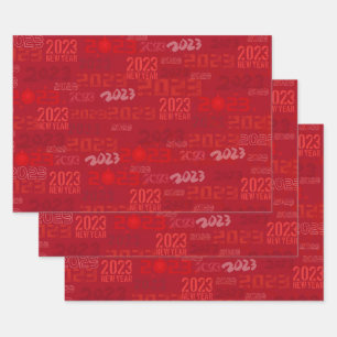 Red 2023 New Year Wrapping Paper Sheets