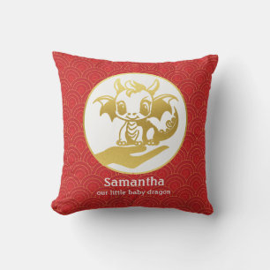 Red 2024 Born in Year of the Dragon Personalised Cushion