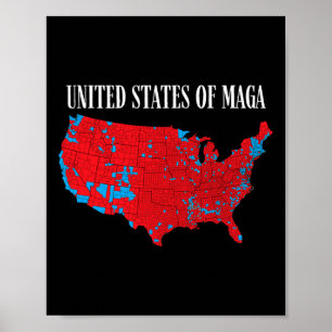 Red 2024 Election Map United States Of Mega Trump  Poster