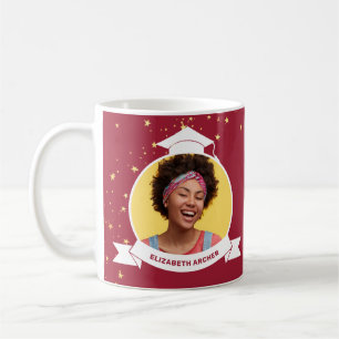 Red 2025 Grad Photo Graduation Coffee Mug