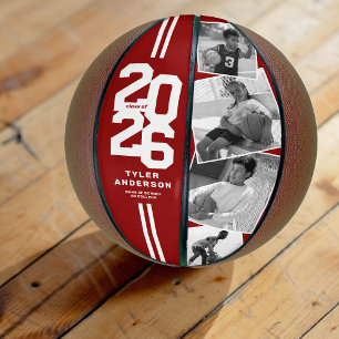 Red 2025 Graduation Senior 4 Photo Basketball