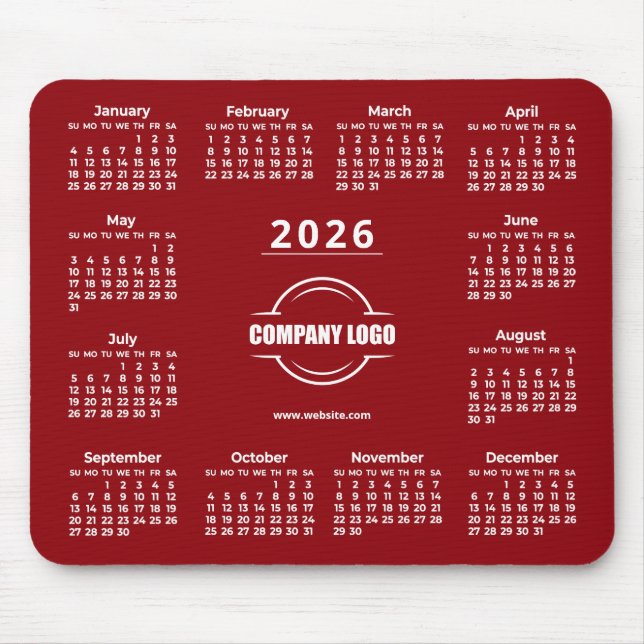Red 2026 Custom Logo Mouse Mat (Front)