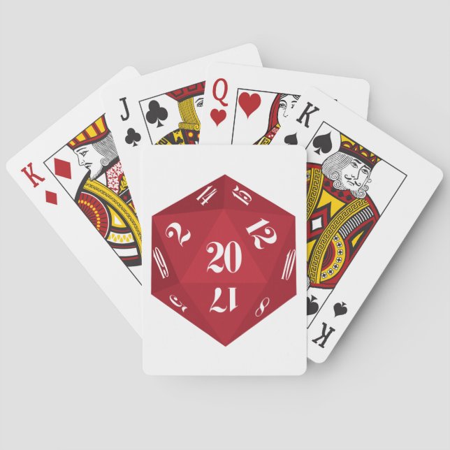 Red 20-Sided Dice Playing Cards (Back)