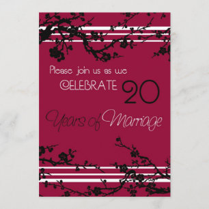 Red 20th Wedding Anniversary Invitation Card