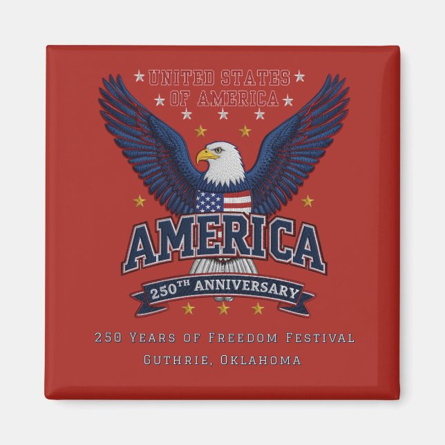 Red 250th Anniversary Custom Eagle Magnet  (Front)