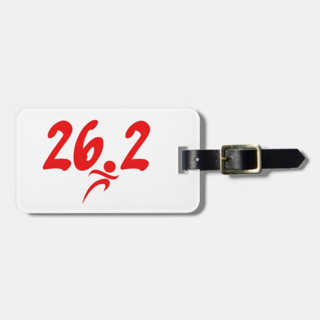 Red 26.2 marathon luggage tag (Front Horizontal)