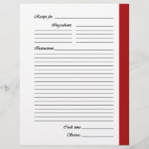 Red 2-sided Recipe Pages
