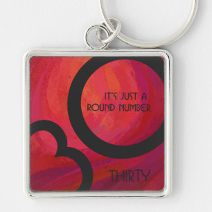 Red 30 Decade Birthday Key Ring