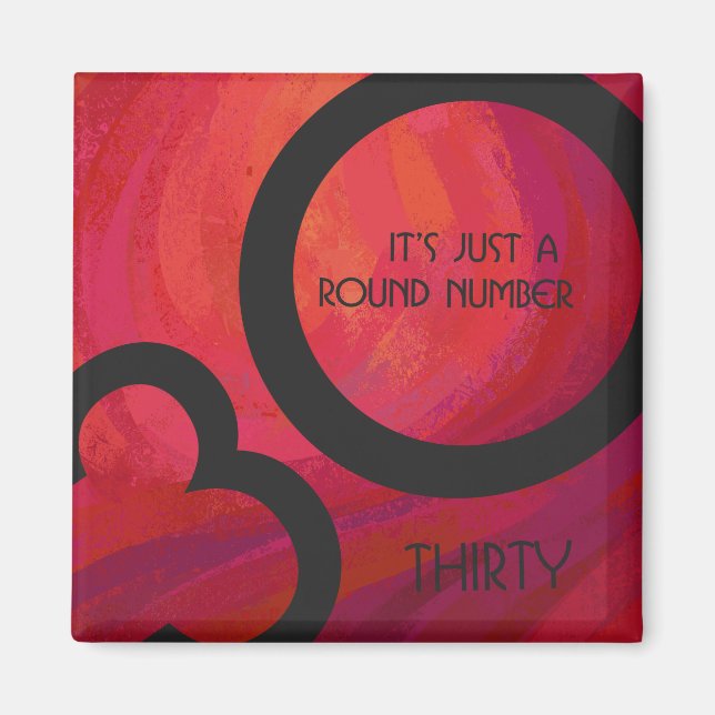 Red 30 Decade Birthday Magnet (Front)