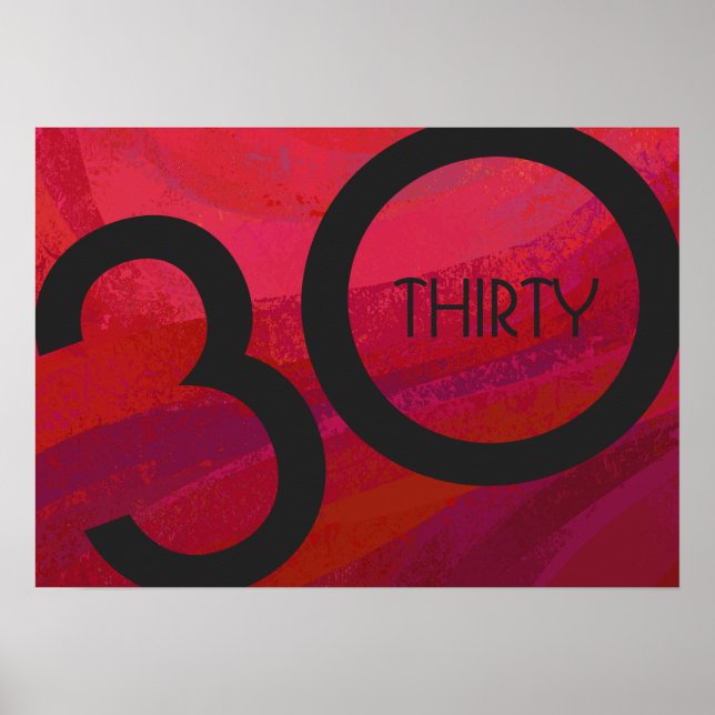 Red 30 Decade Birthday Poster (Front)