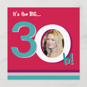 Red 30th Big 3-Oh! Photo Template Birthday Party