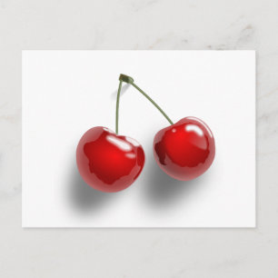 red-31484 red two food fruit cartoon cherries cher postcard