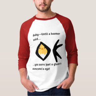 Red 3/4 Sleeve 'Gleam in Eye' Boomeranged T-Shirt