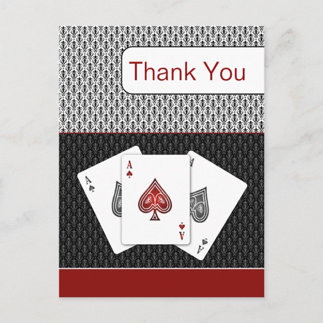 red 3 aces vegas wedding Thank You cards (Front)