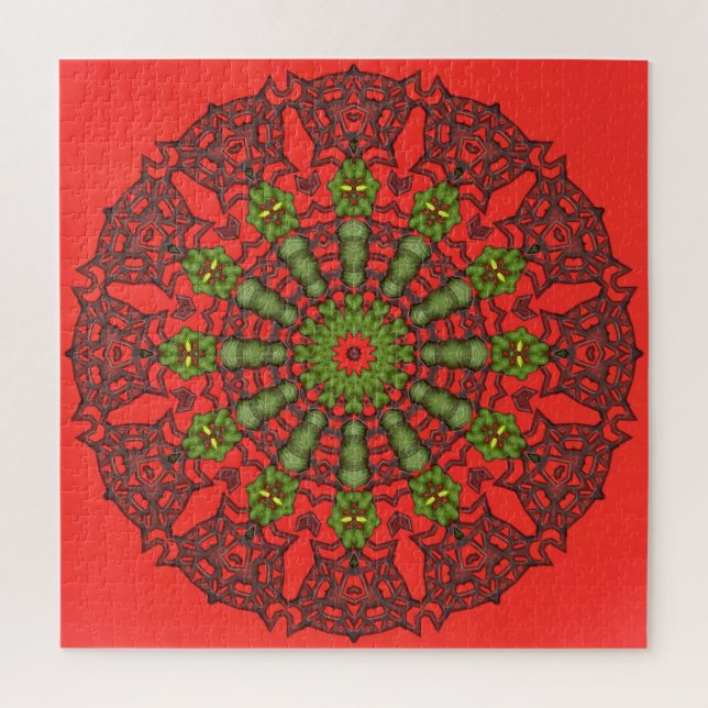 Red 3D Art Mandala Jigsaw Puzzle (Vertical)