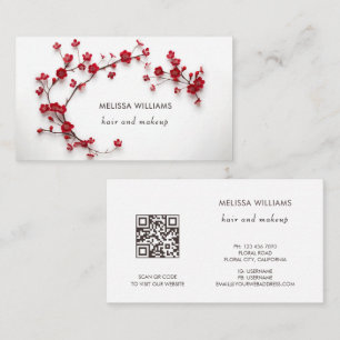 Red 3D Cherry Blossoms Business Card
