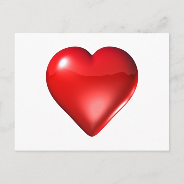 Red 3D Heart Postcard (Front)