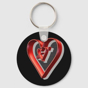 Red 3D Hearts Key Ring