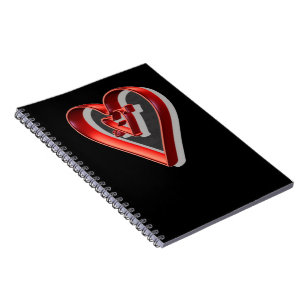 Red 3D Hearts Notebook