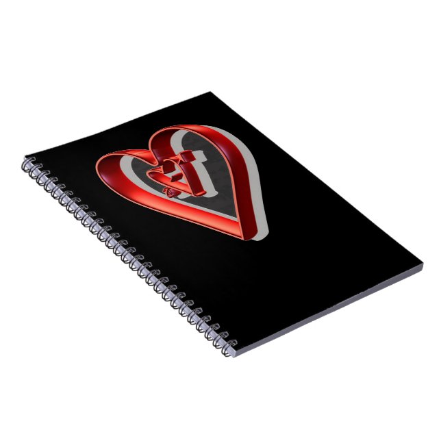 Red 3D Hearts Notebook (Right Side)