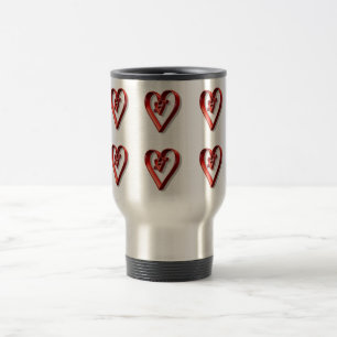 Red 3D Hearts Travel Mug