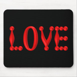 Red 3D LOVE Mouse Mat