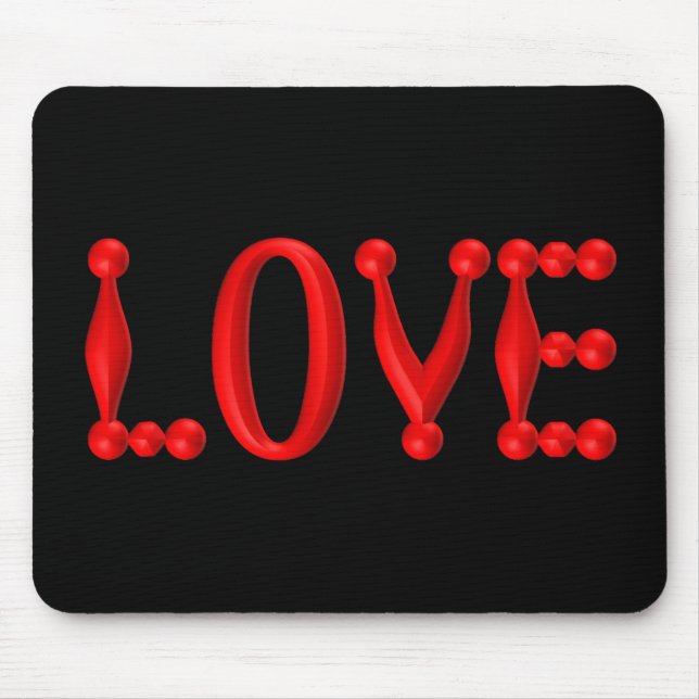 Red 3D LOVE Mouse Mat (Front)