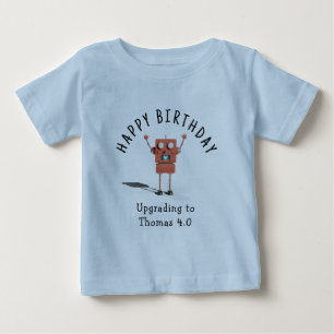 Red 3D robot kids birthday party Baby T-Shirt