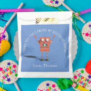 Red 3D robot kids birthday party thank you Favour Bags