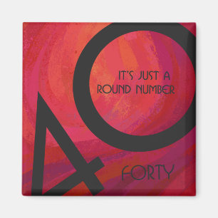 Red 40 Decade Birthday Magnet