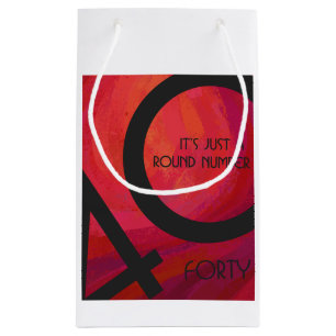 Red 40 Decade Birthday Small Gift Bag