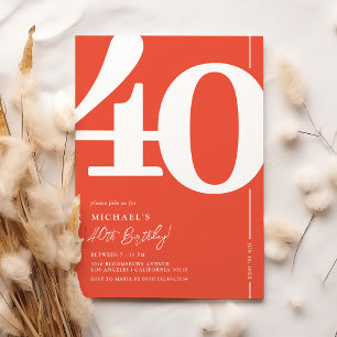Red 40th Birthday Invitation