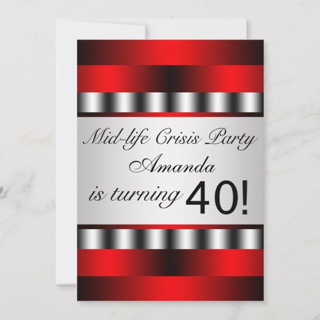 Red 40th Birthday Party Invitation (Front)