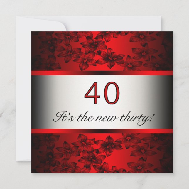 Red 40th Birthday Party Invitation (Front)