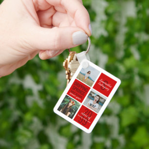 Red 4-Photo Fun Boxes Class Year Keychain