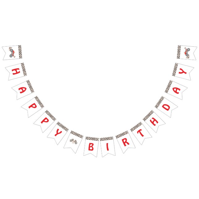 Red 4 Wheeler Quad Bike Bunting Flags (All)