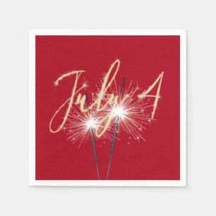 Red 4th of July Sparklers Napkin