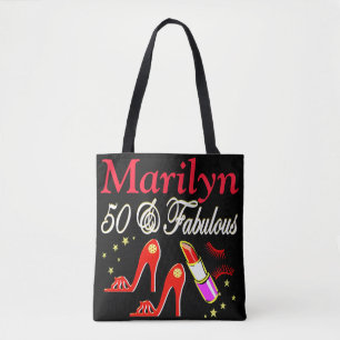 RED 50 AND FABULOUS PERSONALIZED TOTE BAG