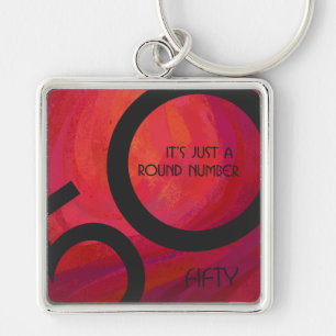 Red 50 Decade Birthday Key Ring